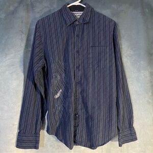 Billabong Slim Fit Shirt Men's Medium Blue Striped Long Sleeve Button-Down